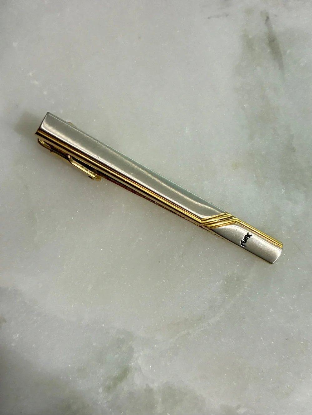 YSL Vintage Cuff Links & Tie Clip Set